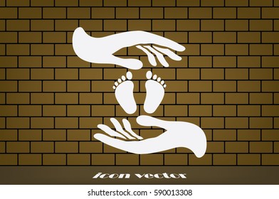 Hands Feet icon vector illustration eps10. Isolated badge for website or app - stock infographics