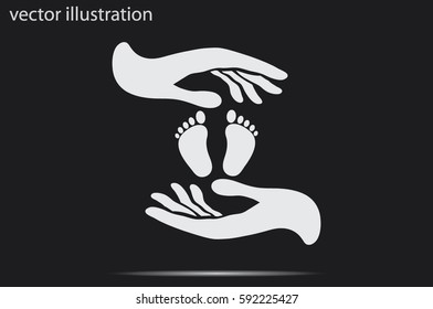 Hands Feet icon vector illustration eps10. Isolated badge for website or app - stock infographics.