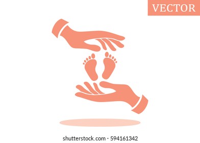 Hands Feet icon vector illustration eps10. Isolated badge for website or app - stock infographics.
