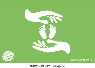 Hands Feet icon vector illustration eps10. Isolated badge for website or app - stock infographics