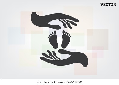 Hands Feet icon vector illustration eps10. Isolated badge for website or app - stock infographics
