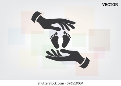 Hands Feet icon vector illustration eps10. Isolated badge for website or app - stock infographics