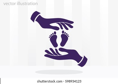 Hands Feet icon vector illustration eps10. Isolated badge for website or app - stock infographics