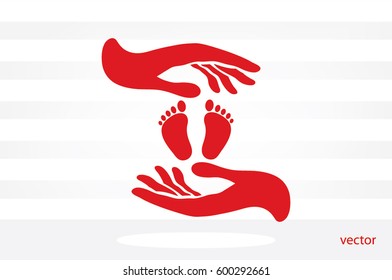 Hands Feet icon vector illustration eps10. Isolated badge for website or app - stock infographics