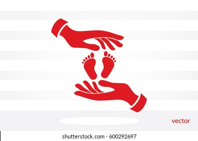 Hands Feet icon vector illustration eps10. Isolated badge for website or app - stock infographics