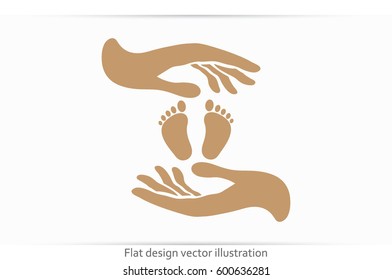 Hands Feet icon vector illustration eps10. Isolated badge for website or app - stock infographics