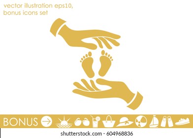 Hands Feet icon vector illustration eps10. Isolated badge for website or app - stock infographics