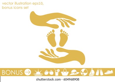 Hands Feet icon vector illustration eps10. Isolated badge for website or app - stock infographics