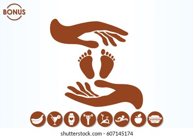Hands Feet icon vector illustration eps10. Isolated badge for website or app - stock infographics