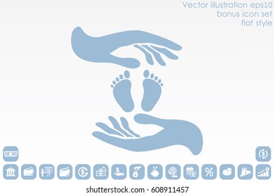 Hands Feet icon vector illustration eps10. Isolated badge for website or app - stock infographics