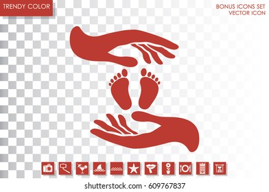 Hands Feet icon vector illustration eps10. Isolated badge for website or app - stock infographics