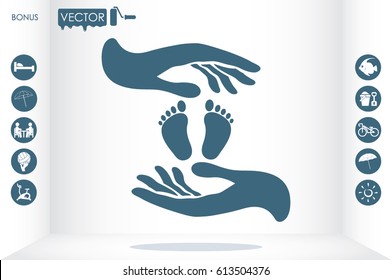 Hands Feet icon vector illustration eps10. Isolated badge for website or app - stock infographics