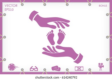 Hands Feet icon vector illustration eps10. Isolated badge for website or app - stock infographics