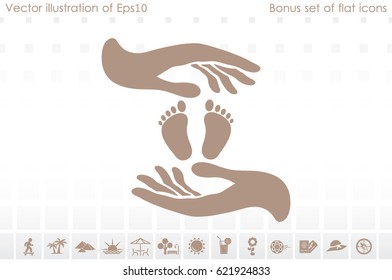 Hands Feet icon vector illustration eps10. Isolated badge for website or app - stock infographics