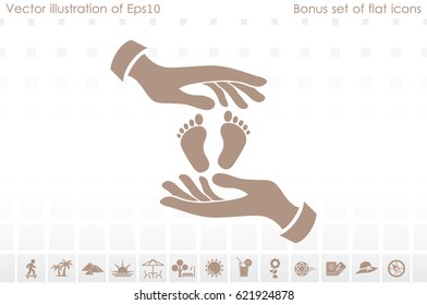 Hands Feet icon vector illustration eps10. Isolated badge for website or app - stock infographics