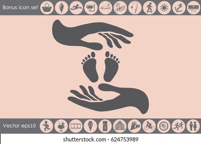 Hands Feet icon vector illustration eps10. Isolated badge for website or app - stock infographics