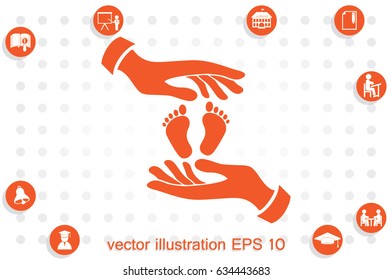 Hands Feet icon vector illustration eps10. Isolated badge for website or app - stock infographics