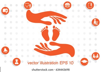Hands Feet icon vector illustration eps10. Isolated badge for website or app - stock infographics