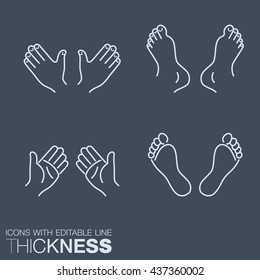 Hands and feet icons, dark background