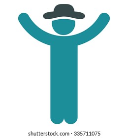 Hands Up Fellow vector icon. Style is bicolor flat symbol, soft blue colors, rounded angles, white background.