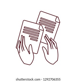 hands with files isolated icon