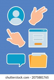 conjunto de iconos de contraseñas de manos y archivos