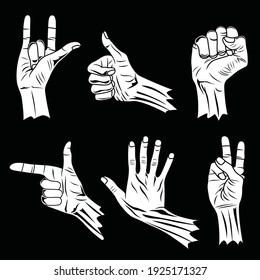 Hands finger collection and gesture symbol.Vector illustration Eps10