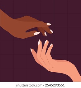 Hands fingers gestures of giving and receiving in flat illustration
