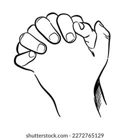 Hands with fingers interlocked in prayer position