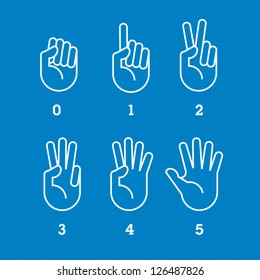 hands and fingers. Numbers countdown