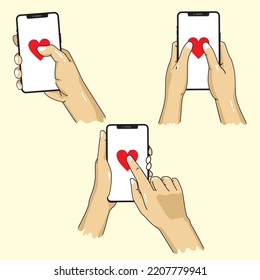 Hands or fingers press like button on mobile