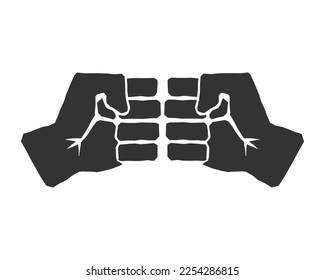 Hands fist bumb icon symbol shape. Friendship revolution logo sign. Vector illustration image. Isolated on white background.