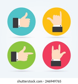 Hands flat icon. Vector illustration for your startup. Thumbs up icons set. Flat style social network vector icon for app and web site.