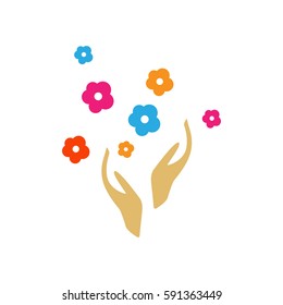 Hands with flowers logo