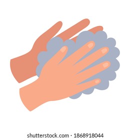 hands and foam flat style icon vector illustration design