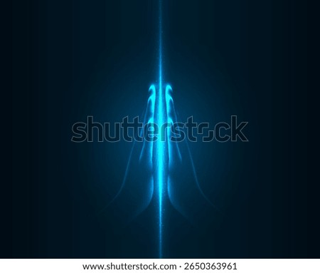 Hands folded in a gesture of prayer, hope or greeting forming a bright glowing beam of energy isolated on a dark background. Vector illustration.