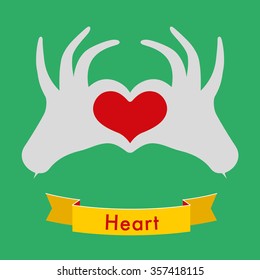 Hands folded heart.
