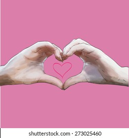 hands folded as the heart, the germ vector