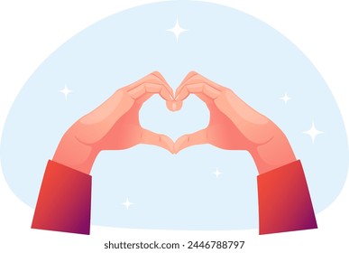 Hands folded in a heart gesture, a symbol of love.