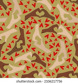 Hands folded in a heart. Vector seamless pattern for Valentine's Day.