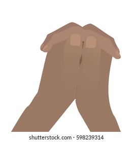 The hands are folded into the lock. Business pose for reflection. On white background for your design.
