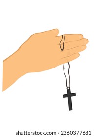 Hands Folded for Prayer with a Cross