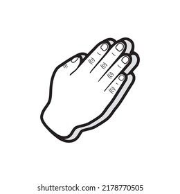 Hands folded in prayer to God. Icon. Logo