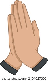 Hands folded in prayer. Hand Gesture. Concept of Trust and Love for Christianity. Welcome Gesture. Vector illustration