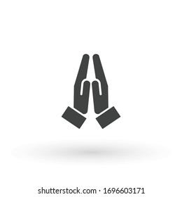 Hands folded in prayer icon. Flat hands folded in prayer vector icon for web design isolated on white background
