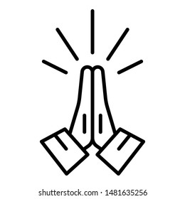 Hands folded in prayer icon. Outline hands folded in prayer vector icon for web design isolated on white background