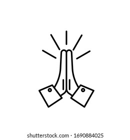 Hands folded in prayer icon. Outline hands folded in prayer vector icon for web design isolated on white background
