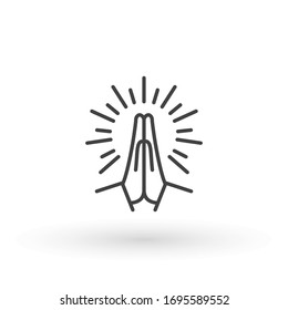 Hands folded in prayer line icon  Editable stroke Outline hands folded in prayer vector icon for web design isolated white background