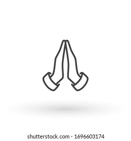Hands folded in prayer line icon. Editable stroke Outline hands folded in prayer vector icon for web design isolated on white background