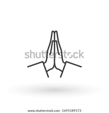 Hands folded in prayer line icon. Editable stroke Outline hands folded in prayer vector icon for web design isolated on white background